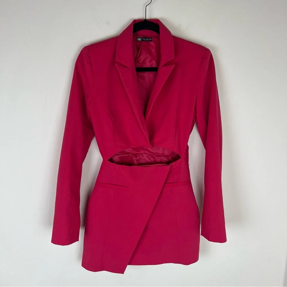 ZARA Blazer Cutout Dress Hot Pink Size XS Blogger Favorite - Picture 6 of 8